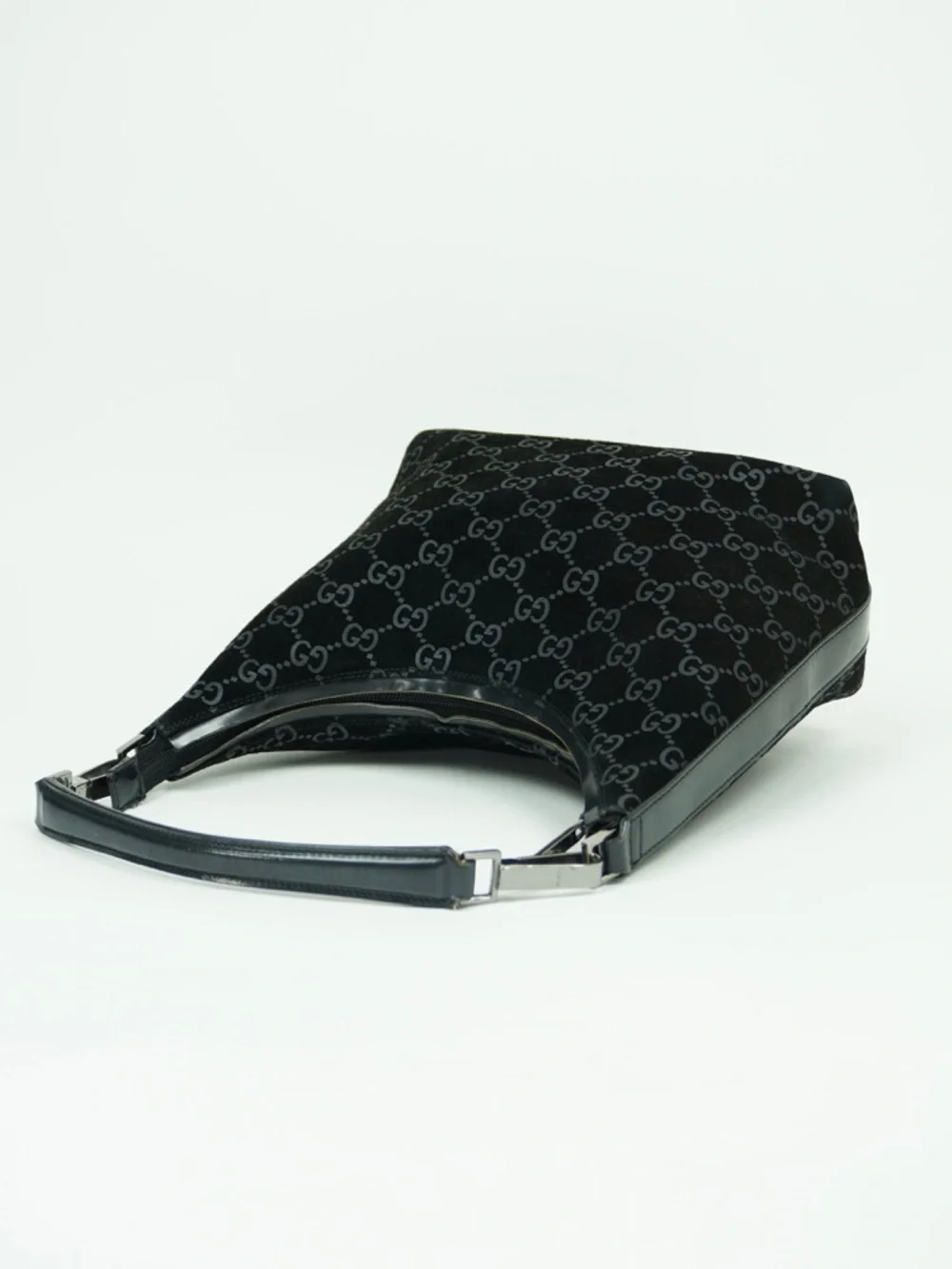 Gucci Vintage GG Suede Hobo Shoulder Bag Black Tom Ford Y2K - Picture 3 of 13